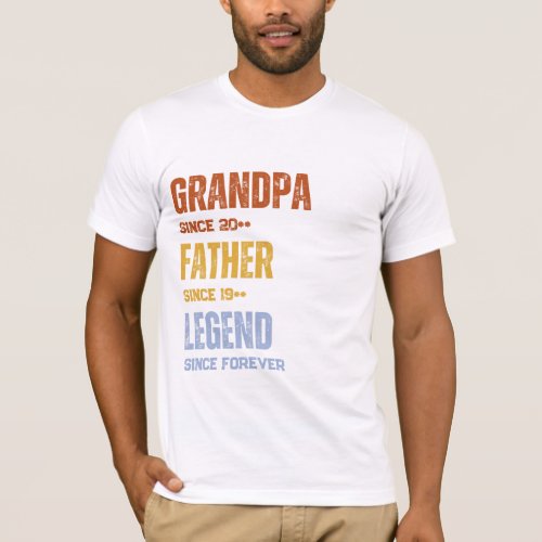 Custom Grandpa  Father LegendFunny Fathers Day T_Shirt