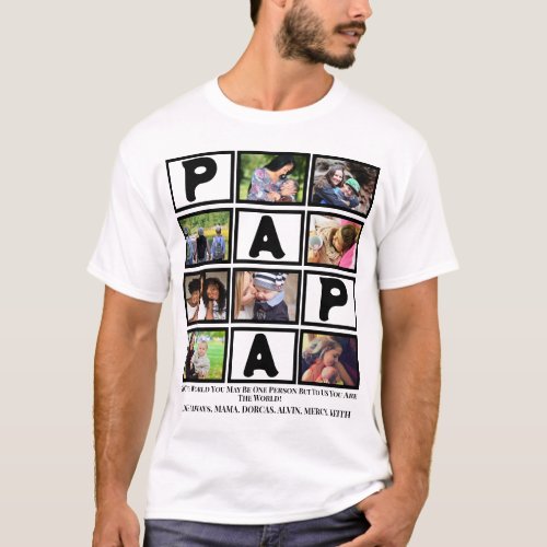 Custom  Grandpa Fathers Day Papa  9 Photo Collage T_Shirt