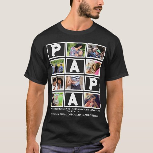 Custom  Grandpa Fathers Day Papa  9 Photo Collage T_Shirt
