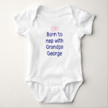 Custom Grandpa Gift From Baby, Nap, Baby Boy,  Baby Bodysuit<br><div class="desc">Looking for a heartwarming and hilarious gift for a proud grandpa? This adorable baby bodysuit is perfect for bonding time with the newest family member! Featuring the playful phrase "Born to nap with Grandpa" plus Grandpa's name - or customize it even for a Great-Grandpa - it's a sweet and funny...</div>