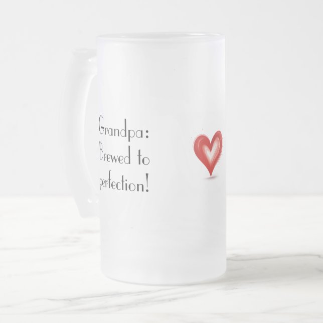 Custom Grandpa Gift From Grandkids,  Frosted Glass Beer Mug (Front Left)