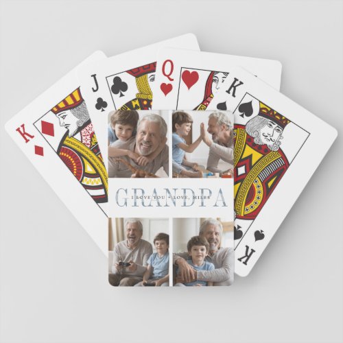 Custom Grandpa Nickname Photo Collage Playing Cards