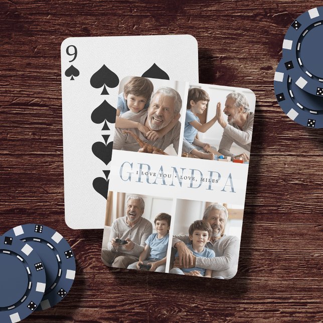 Custom Grandpa Nickname Photo Collage Poker Cards (Creator Uploaded)