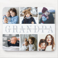 Custom Grandpa Photo Collage & Grandchildren Names Mouse Pad