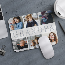 Custom Grandpa Photo Collage &amp; Grandchildren Names Mouse Pad