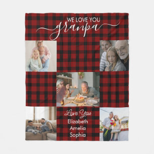 Custom Grandpa Photo Holiday Gift from Grandkids Fleece Blanket