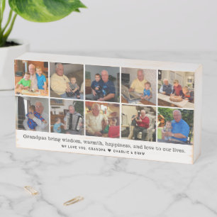 Custom Grandpa Quote 10 Photo Collage Fathers Day Wooden Box Sign