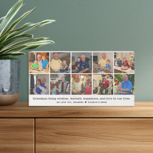 Custom Grandpa Quote 10 Photo Collage Wooden Box Sign