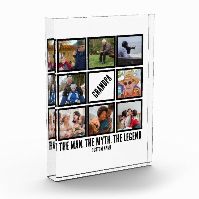 Custom Grandpa the man myth legend 8 Photo Collage Block (Left)