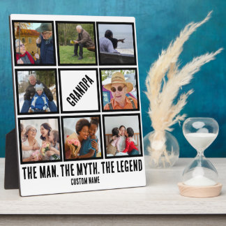 Custom Grandpa the man myth legend 8 Photo Collage Plaque
