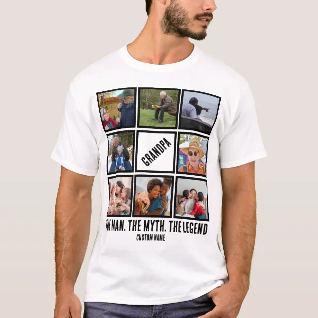 spier Hoogland holte Custom Grandpa the man myth legend 8 Photo Collage T-Shirt | Zazzle