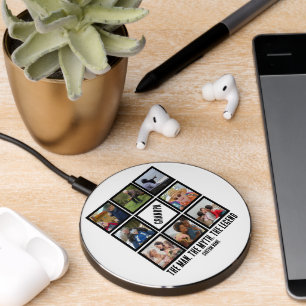 Custom Grandpa the man myth legend 8 Photo Collage Wireless Charger