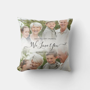 Custom Grandparents Grandma Grandpa Family Photo Throw Pillow