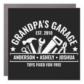 Custom Grandpas Garage Funny Mechanic Grandpa Car Magnet