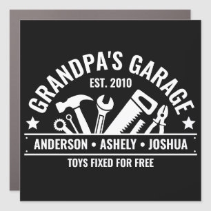 Custom Grandpas Garage Funny Mechanic Grandpa Car Magnet