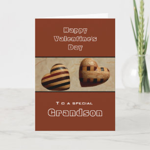 Custom/ Grandson Happy Valentine's Day Wood Hearts Holiday Card