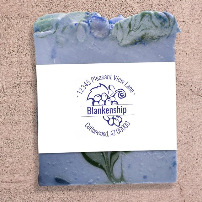 Custom Grapes Artwork Circular Address Name Self-inking Stamp (Creator Uploaded)