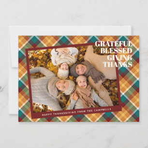 Custom Grateful Blessed Giving Thanks Holiday Card