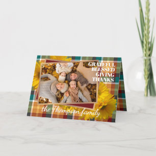 Custom Grateful Blessed Giving Thanks Holiday Card