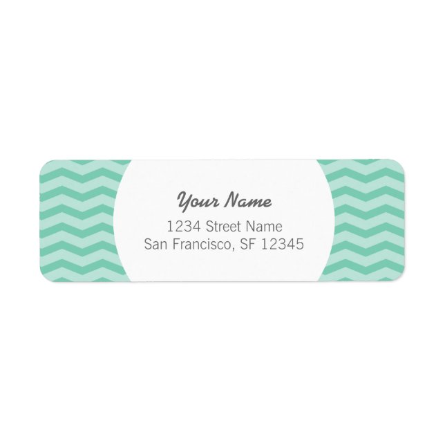 Custom gray and aqua chevron return address labels (Front)