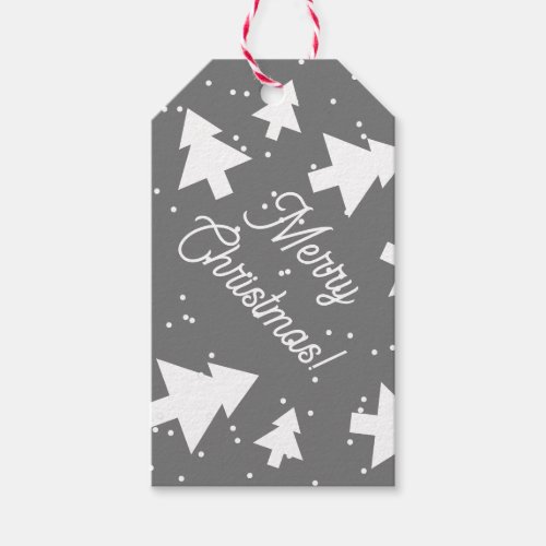 Custom gray and white Christmas tree gift tags
