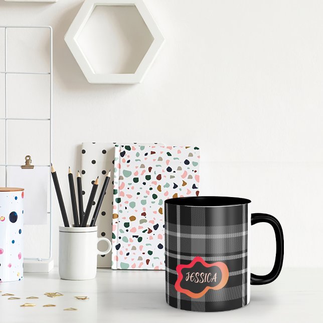 Custom gray and white plaid Coffee Mug (Creator Uploaded)