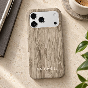 Custom Gray Beige Taupe Brown Faux Woodgrain Iphone 18 Pro Max Case