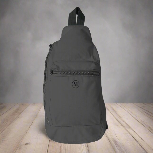 Custom Gray Black Gold Initial Monogram Stylish Sling Bag (Creator Uploaded)