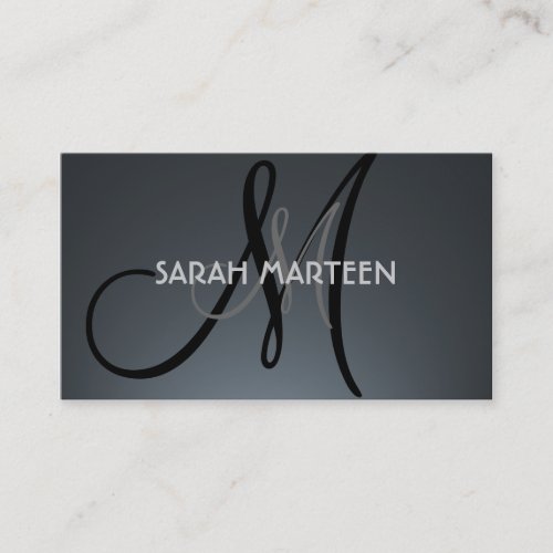 Custom gray black monogram business cards