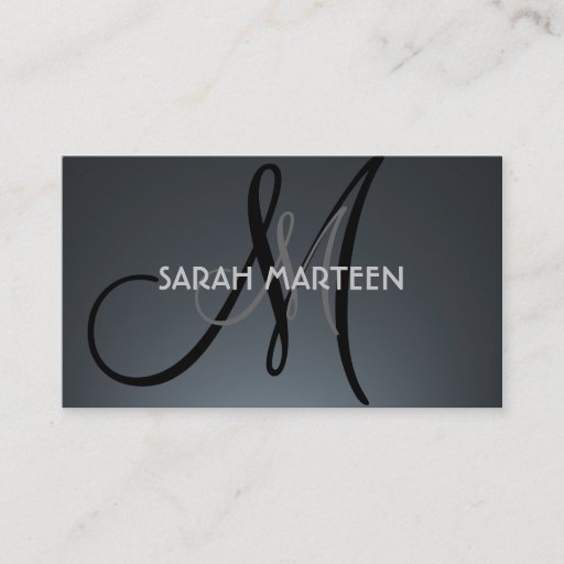 Customizable Custom gray black monogram business cards