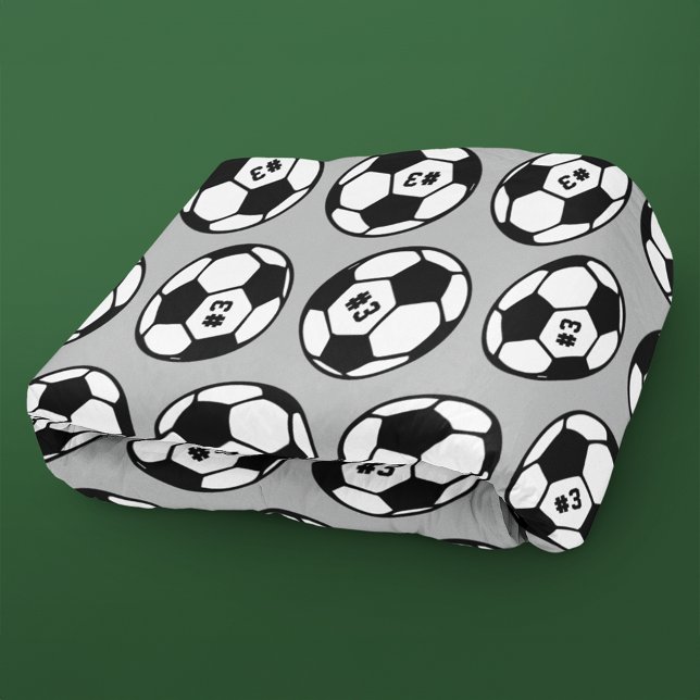 Custom Gray Black White Soccer Ball Pattern Fleece Blanket (Creator Uploaded)