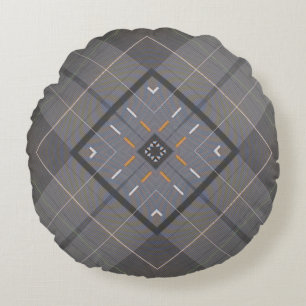 Custom Gray Blue Designed Round Pillow