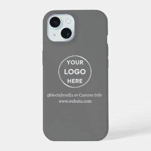 Custom Gray Business Logo Branded iPhone 15 Case