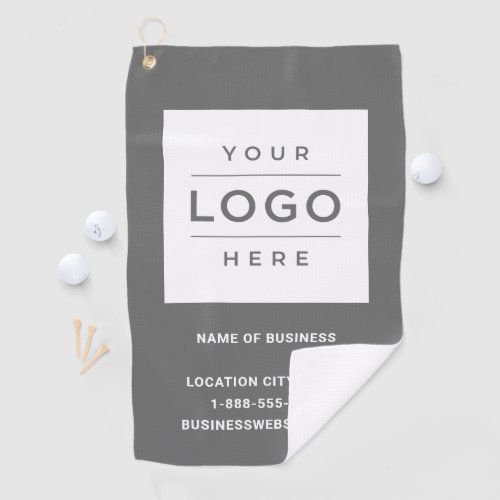 Custom Gray Business Logo Company Branded Golf Towel