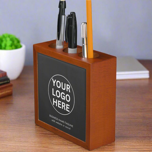Custom Gray Business Logo & Text Branded  Desk Organizer (Creator Uploaded)