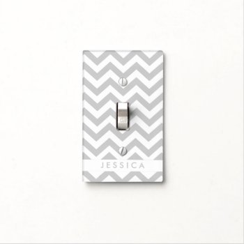 Custom Gray Chevron Light Switch Cover by thespottedowl at Zazzle