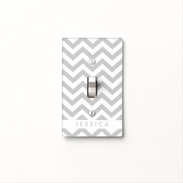Custom Gray Chevron Light Switch Cover (In Situ)