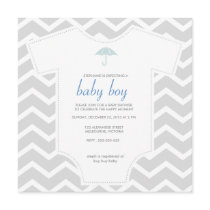 Custom gray chevron shirt baby shower invitation