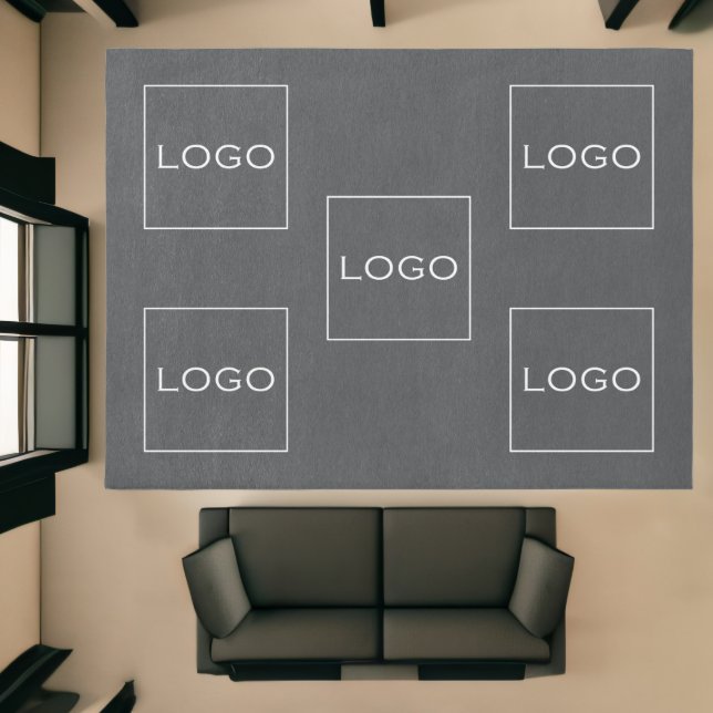 Custom Gray Corporate Business Large Sqaure Logo  Rug (Insitu (Indoor 1))
