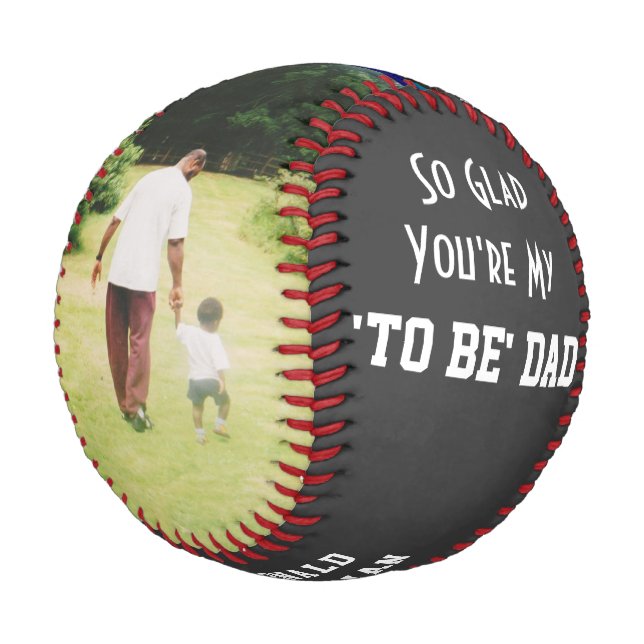 Custom Gray DAD-TO-BE 2 Photo Baseball (Angled)