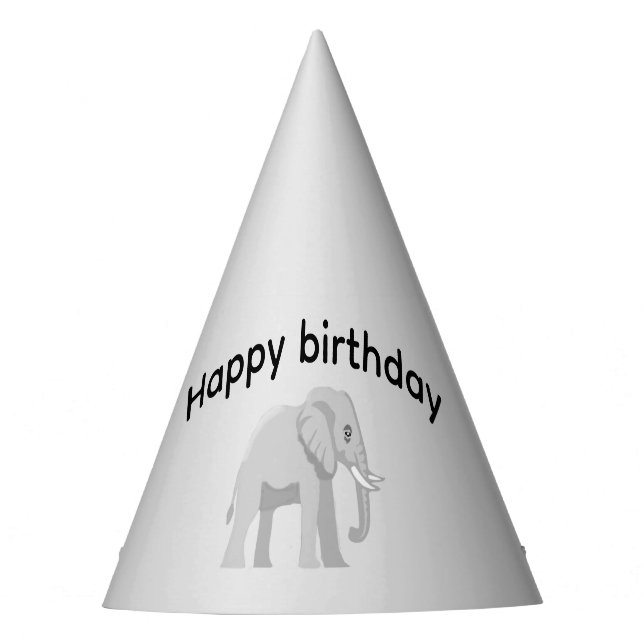 Custom Gray Elephant Party Hat (Front)