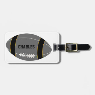 Custom Gray Football Fan Luggage Tag