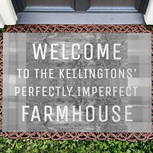 Custom gray funny welcome quote farmhouse home  doormat