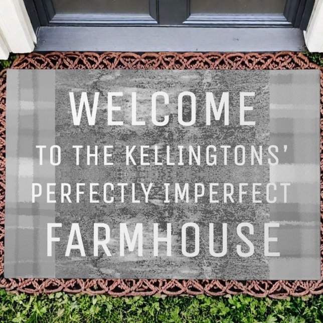Custom gray funny welcome quote farmhouse home  doormat (Creator Uploaded)