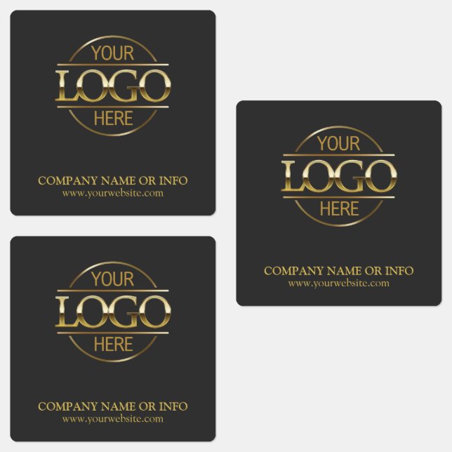 Custom Gray Gold Promotional Company Business Logo Labels (Group)