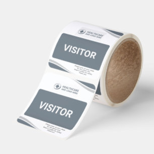 Custom Gray Hospital Clinic Visitor Tag Stickers