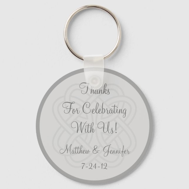 Custom Gray Keychain Wedding Favor Keepsake Gift (Front)