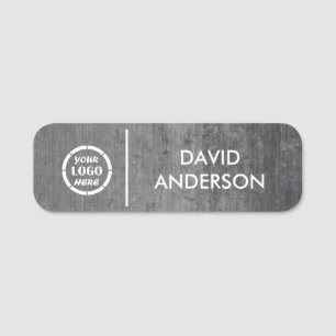 Custom Gray Marble Business Logo Personalized Name Tag