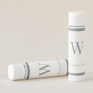 Custom Gray Monogrammed Lip Balm