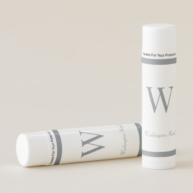 Custom Gray Monogrammed Lip Balm (Front)